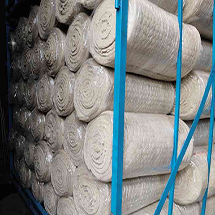 Wrapped insulation rolls in storage
