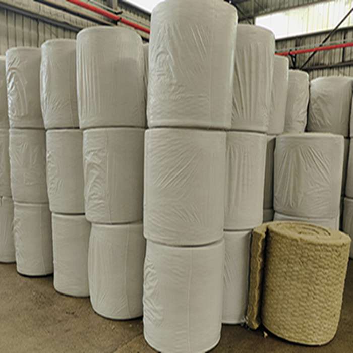 Stacked mineral wool insulation rolls