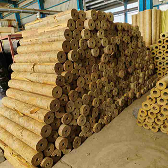 Stacked mineral wool pipe insulation