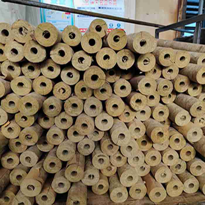 Stacked mineral wool pipe sections