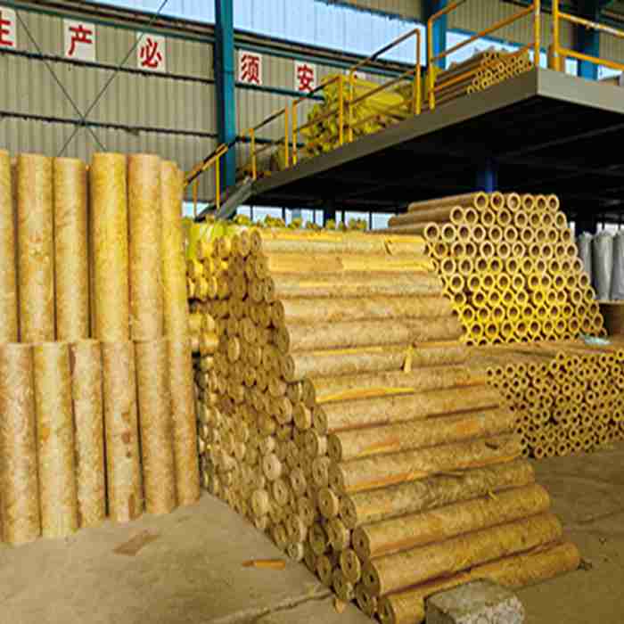 Stacked mineral wool pipe sections