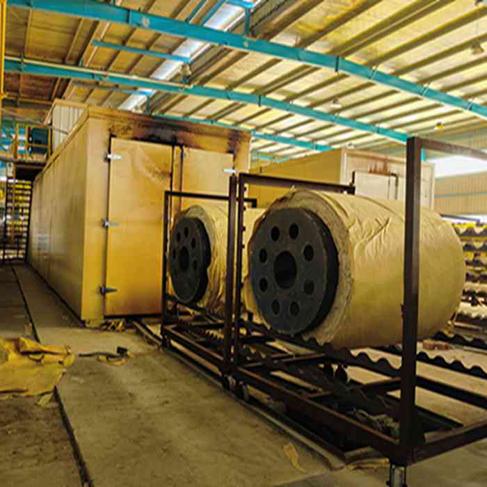Insulation rolls in factory oven