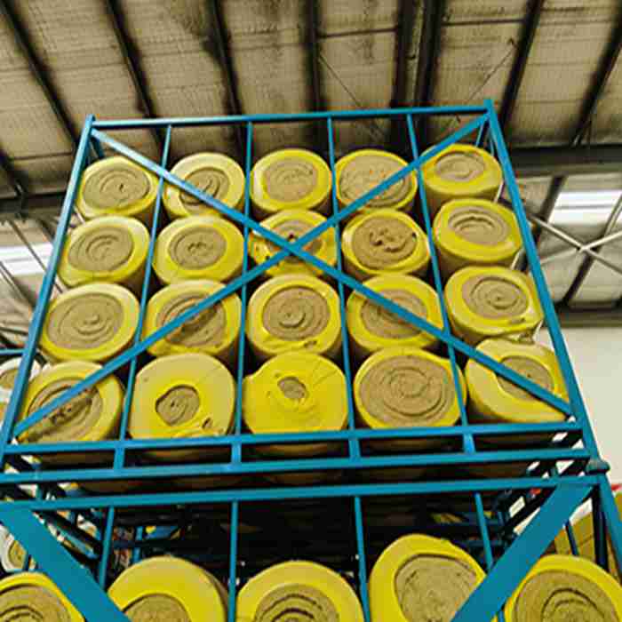 Yellow insulation rolls on mineral