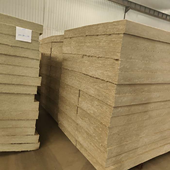 Stacked mineral wool insulation slabs