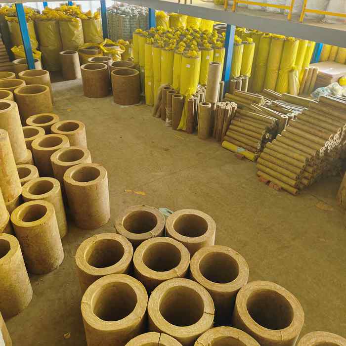 Mineral wool pipe sections stored