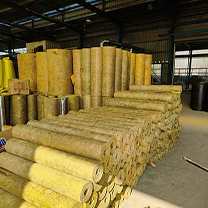 Stacked mineral wool pipe sections